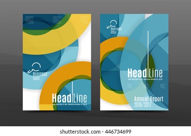 Multipurpose A4 flyer or annual report layout. Various geometric shapes design. 