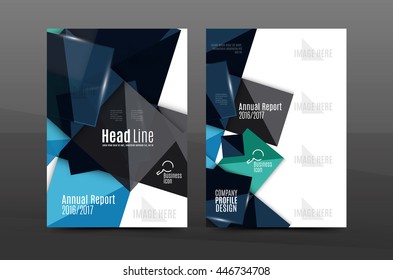 Multipurpose A4 flyer or annual report layout. Various geometric shapes design.