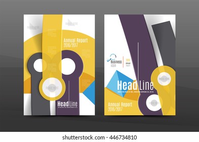 Multipurpose A4 flyer or annual report layout. Various geometric shapes design. 