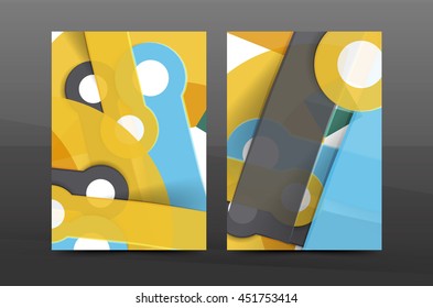 Multipurpose A4 flyer or annual report layout. Various geometric shapes design. A4 size page