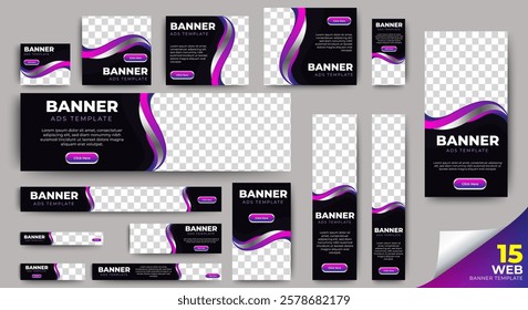 Multipurpose Ad Banners template design. Business Banner Set for web display ads template. vector