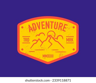 Multipurpose Adventure Badge Logo Illustration with raw line