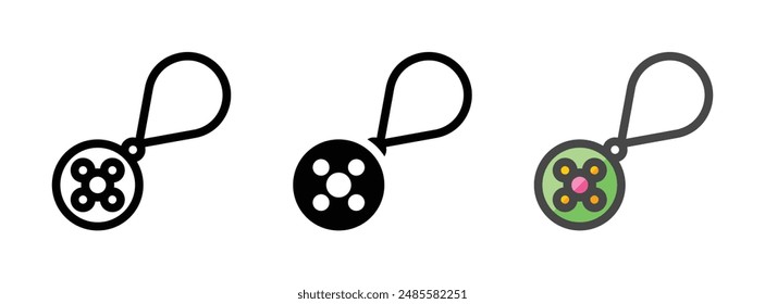 Multipurpose amulet vector icon in outline, glyph, and filled outline style on white background.