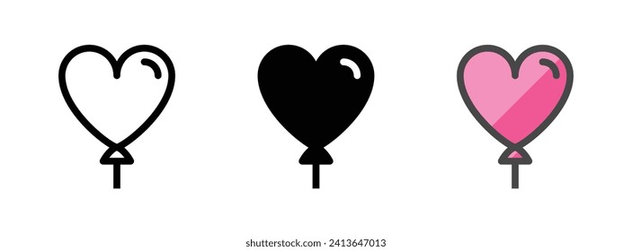 Multipurpose balloon vector icon in outline, glyph, filled outline style. Three icon style variants in one pack.