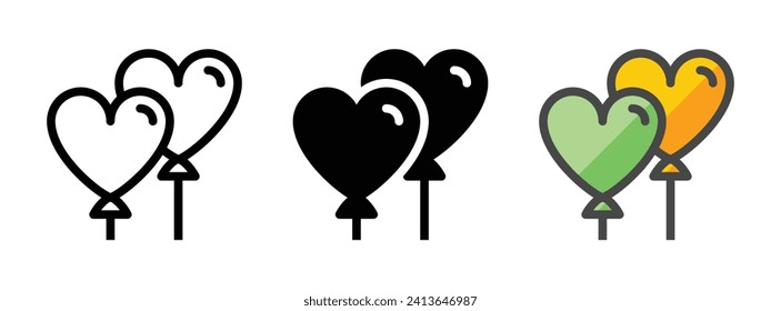 Multipurpose balloons vector icon in outline, glyph, filled outline style. Three icon style variants in one pack.