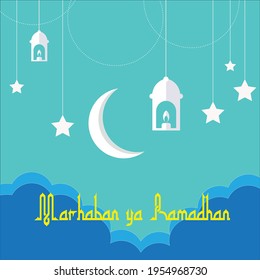 Multipurpose banner for use during event Ramadhan. Marhaban ya Ramadhan (English: Welcome Ramadan)