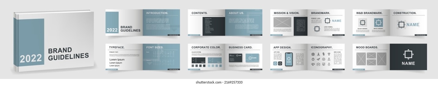 Multi-purpose Brand Guidelines Template. Brand Manual Presentation Mockup. Minimal Turquoise Logo Guideline Template. Logo Guide Book Layout