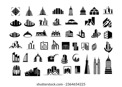 multipurpose building vector set and white background