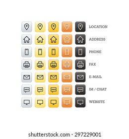 Multipurpose business card set of web icons for business, finance and communication. Vector graphic template isolated on white background.