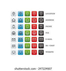 Multipurpose business card set of web icons for business, finance and communication. Vector graphic template isolated on white background.