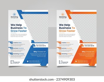 Plantilla de folleto empresarial multipropósito, página de diseño de portada colorida de la agencia de marketing de informes anuales A4.