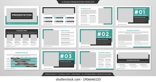 Vorlage für mehrzweckige Geschäftspräsentation mit sauberem Stil und modernem Konzept für die Nutzung von Infografik und Geschäftsbericht