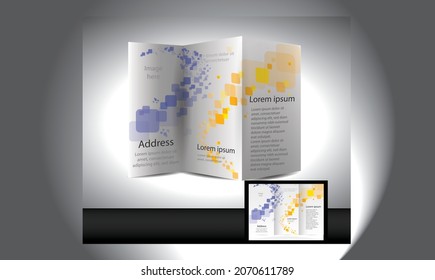 multipurpose business presentation template with clean style and modern concept use for business infographic and annual report. Tri-fold brochure template Minimalistic geometric design for corporate.