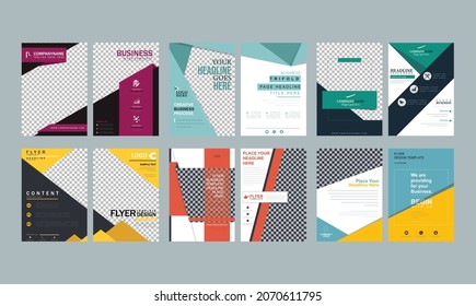 multipurpose business presentation template with clean style and modern concept use for business infographic and annual report. Tri-fold brochure template Minimalistic geometric design for corporate.