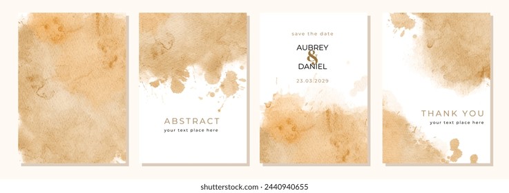 tarjeta multiusos con fondo de acuarela abstracto amarillo marrón