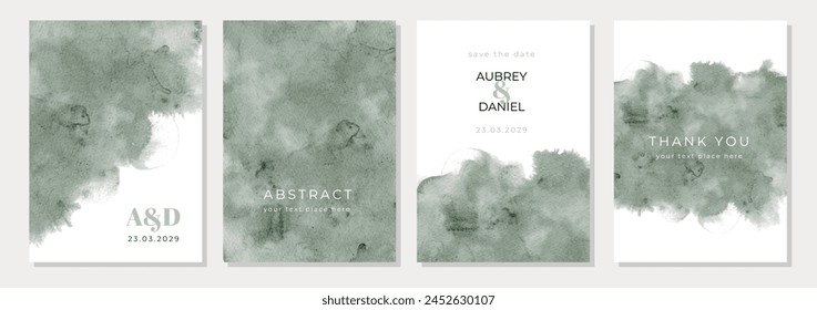 multipurpose card with abstract green watercolor background