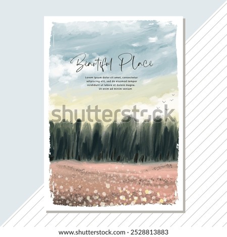 multipurpose card with abstract landscape painting background