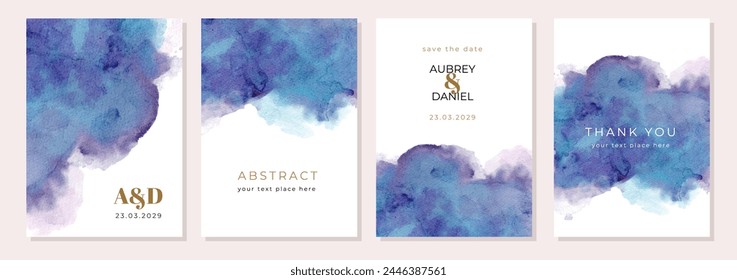 multipurpose card with abstract purple blue watercolor background