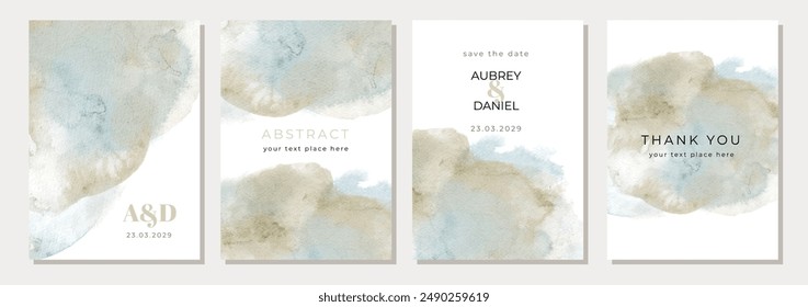 multipurpose card with brown blue abstract watercolor background