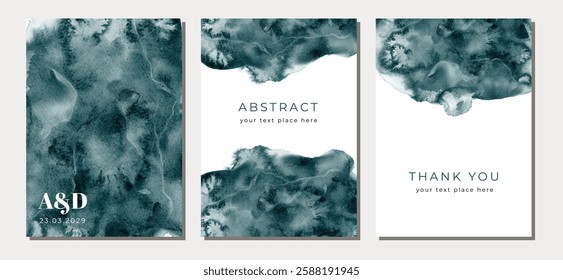 multipurpose card with dark green abstract watercolor background