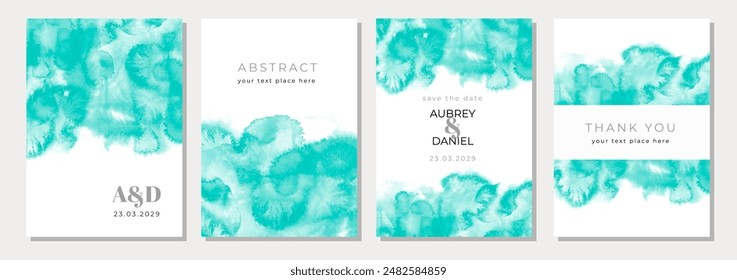 multipurpose card with greenish blue abstract watercolor background