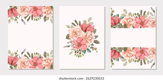 multipurpose card peach pink floral watercolor