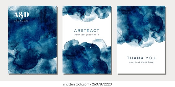 multipurpose card set blue abstract watercolor background