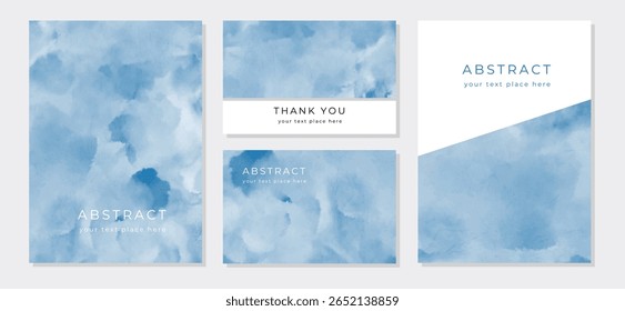 multipurpose card set blue watercolor background