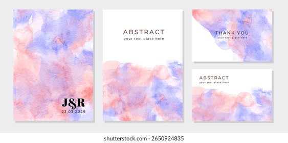 cartão multiúso definido com cor azul laranja abstrato aquarela fundo