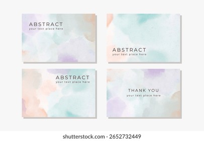 Conjunto de tarjetas multiusos Fondo de acuarela abstracta verde naranja