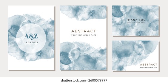 multipurpose card set with soft blue abstract watercolor background