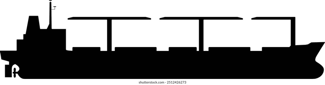 Multipurpose cargo ship icon, monochrome, vector