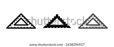 Multipurpose carpenter's square vector icon in outline, glyph, filled outline style. Three icon style variants in one pack.