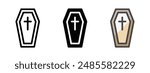 Multipurpose casket vector icon in outline, glyph, and filled outline style on white background.