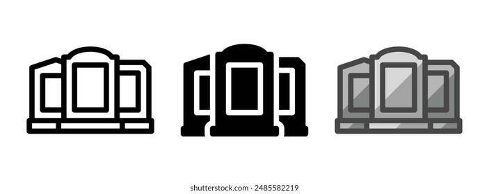 Icono de Vector de cementerio multiusos en contorno, glifo y estilo de contorno relleno sobre fondo blanco.