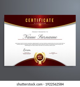 Multipurpose certificate template with seal and red color, simple and elegant design