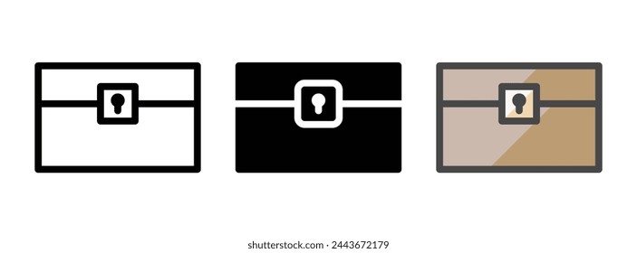 Multipurpose chest vector icon in outline, glyph, filled outline style. Three icon style variants in one pack.