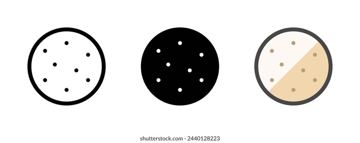 Multipurpose cookie vector icon in outline, glyph, filled outline style. Three icon style variants in one pack.