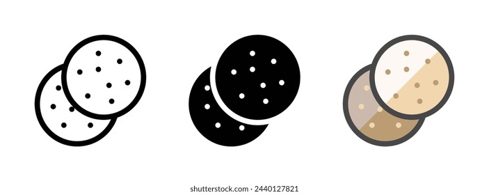 Multipurpose cookies vector icon in outline, glyph, filled outline style. Three icon style variants in one pack.