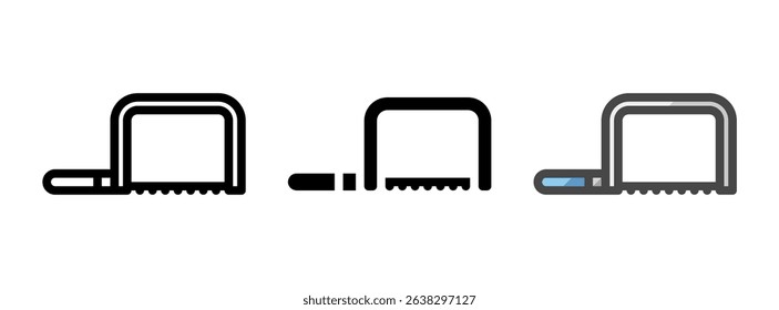 Multipurpose coping saw vector icon in outline, glyph, filled outline style. Three icon style variants in one pack.