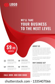 Multipurpose corporate business flyer design of the red. Vector illustration.