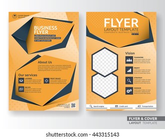Multipurpose corporate business flyer layout design. Suitable for flyer, brochure, book cover and annual report. black and yellow color in A4 size template background with bleeds. Vector illustration