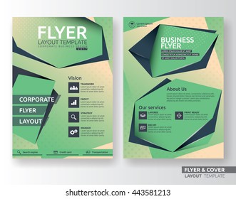 Multipurpose corporate business flyer layout design. Suitable for flyer, brochure, book cover and annual report. black and green color in A4 size template background with bleeds. Vector illustration