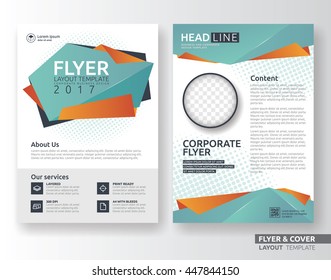 Multipurpose corporate business flyer layout design. Suitable for flyer, brochure, book cover and annual report. green and orange color in A4 size template background with bleeds. Vector illustration