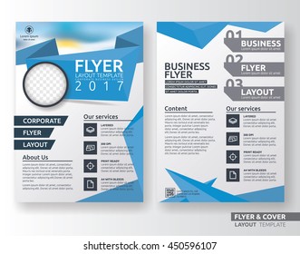 Multipurpose corporate business flyer layout design. Suitable for flyer, brochure, book cover and annual report. blue and white color in A4 size template background with bleeds. Vector illustration