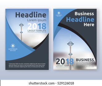 Design de layout de flyer corporativo multiuso. Adequado para folheto, brochura, capa do livro e relatório anual. esquema de cores azul e preto no plano de fundo do modelo de tamanho A4 com sangramentos.