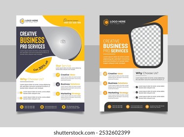 Multipurpose corporate business flyer template, A4 annual report marketing agency colorful cover page design set.