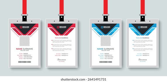 Multipurpose corporate modern office employee id card or identity card design layout. Template design for business company identity card design.