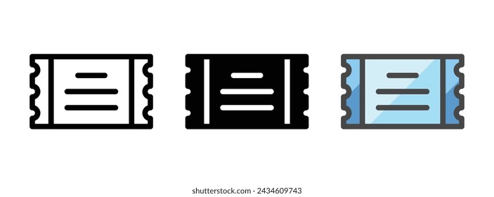 Multipurpose coupon vector icon in outline, glyph, filled outline style. Three icon style variants in one pack.