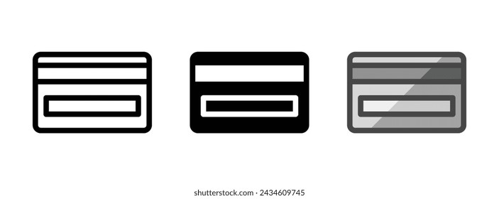 Multipurpose credit card vector icon in outline, glyph, filled outline style. Three icon style variants in one pack.